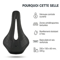 Selle de vélo légère 15 cm nez court à canal central – route et VTT