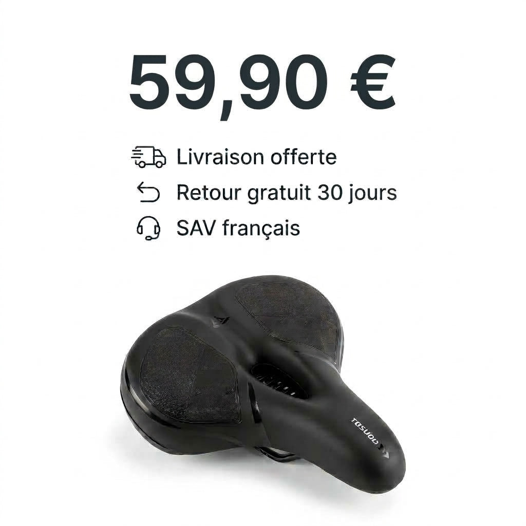 Selle de vélo confort ultra large 25,5 cm avec suspension – VTT, ville et vélo électrique