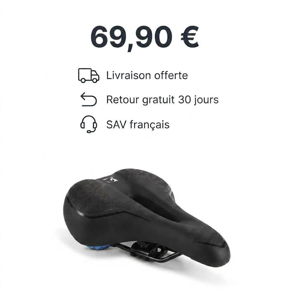 Selle de vélo confort large et épaisse – VTT, ville et cyclotourisme