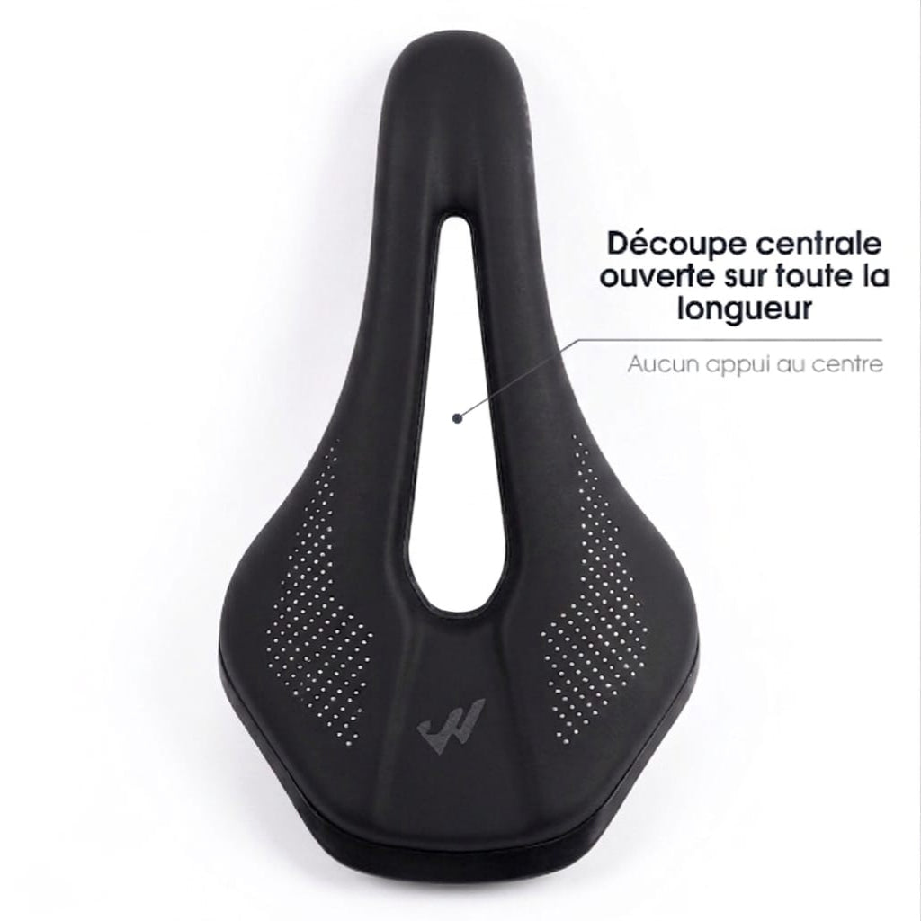 Selle de vélo légère 15 cm nez court à canal central – route et VTT