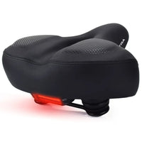 Selle de vélo confort large en cuir avec feu arrière – ville, VTT et vélo électrique