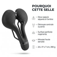 Selle de vélo confort large 17 cm à canal central – VTT et vélo de ville