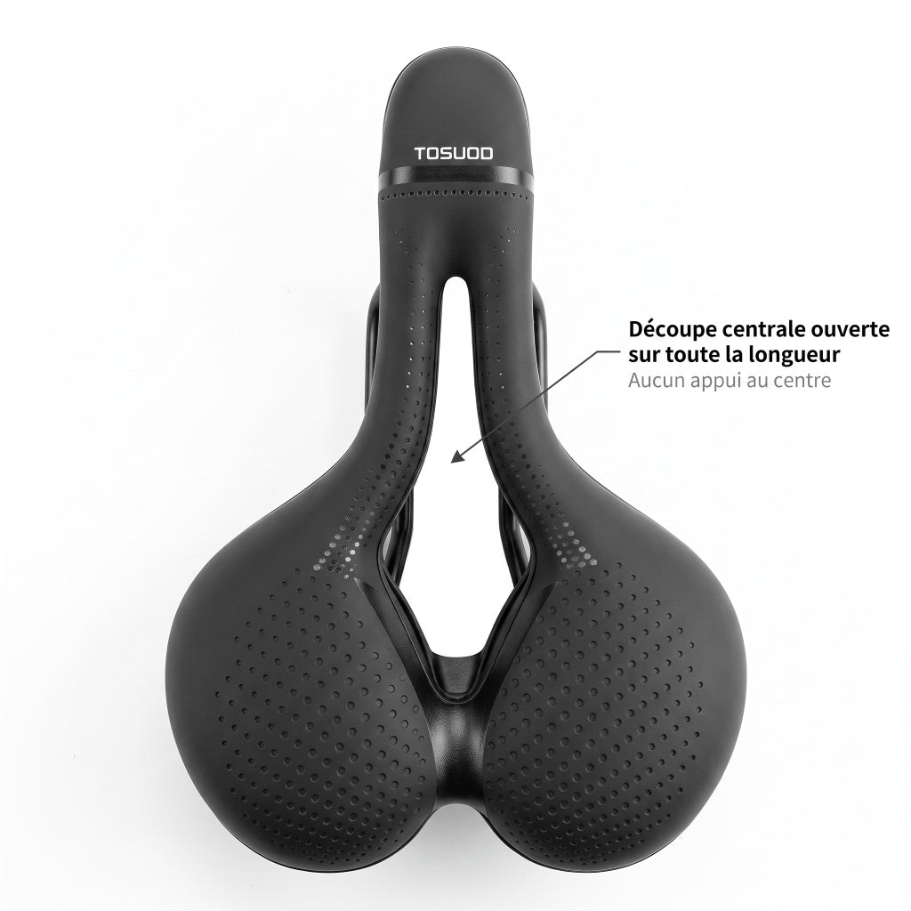 Selle de vélo confort large 17 cm à canal central – VTT et vélo de ville