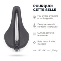 Selle de vélo route 14 cm avec feu arrière – triathlon, VTT et vélo de course