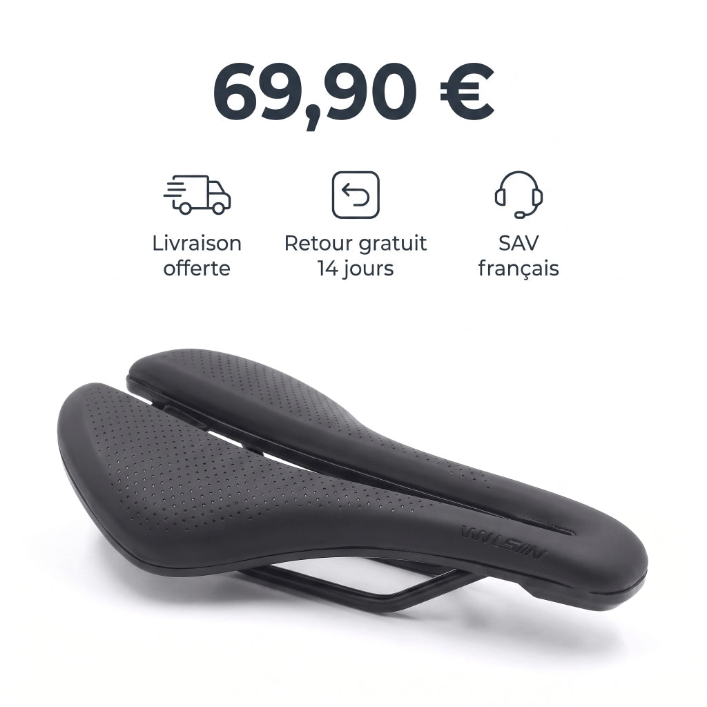 Selle de vélo route 14 cm avec feu arrière – triathlon, VTT et vélo de course