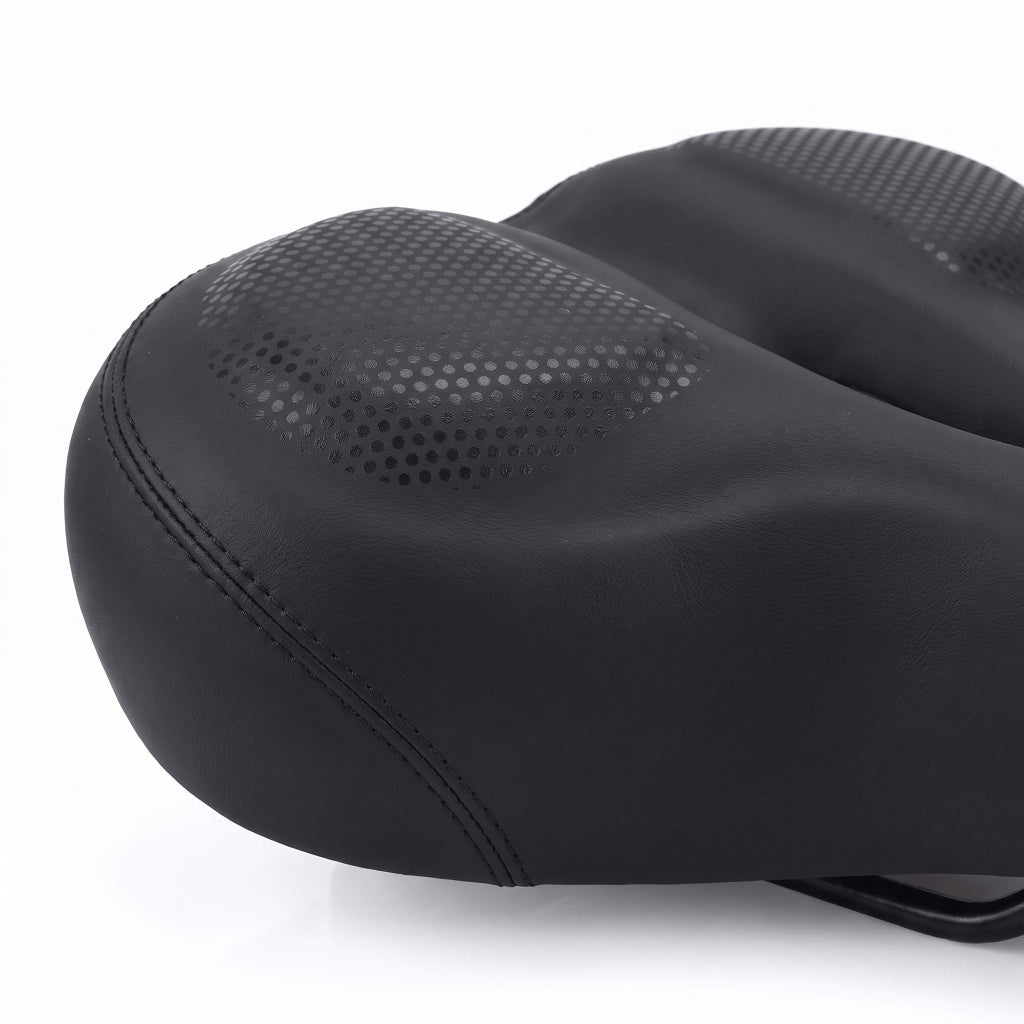 Selle de vélo confort large en cuir avec feu arrière – ville, VTT et vélo électrique