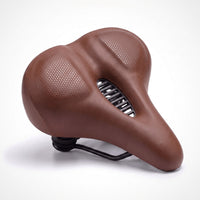 Selle de vélo confort large en cuir avec feu arrière – ville, VTT et vélo électrique