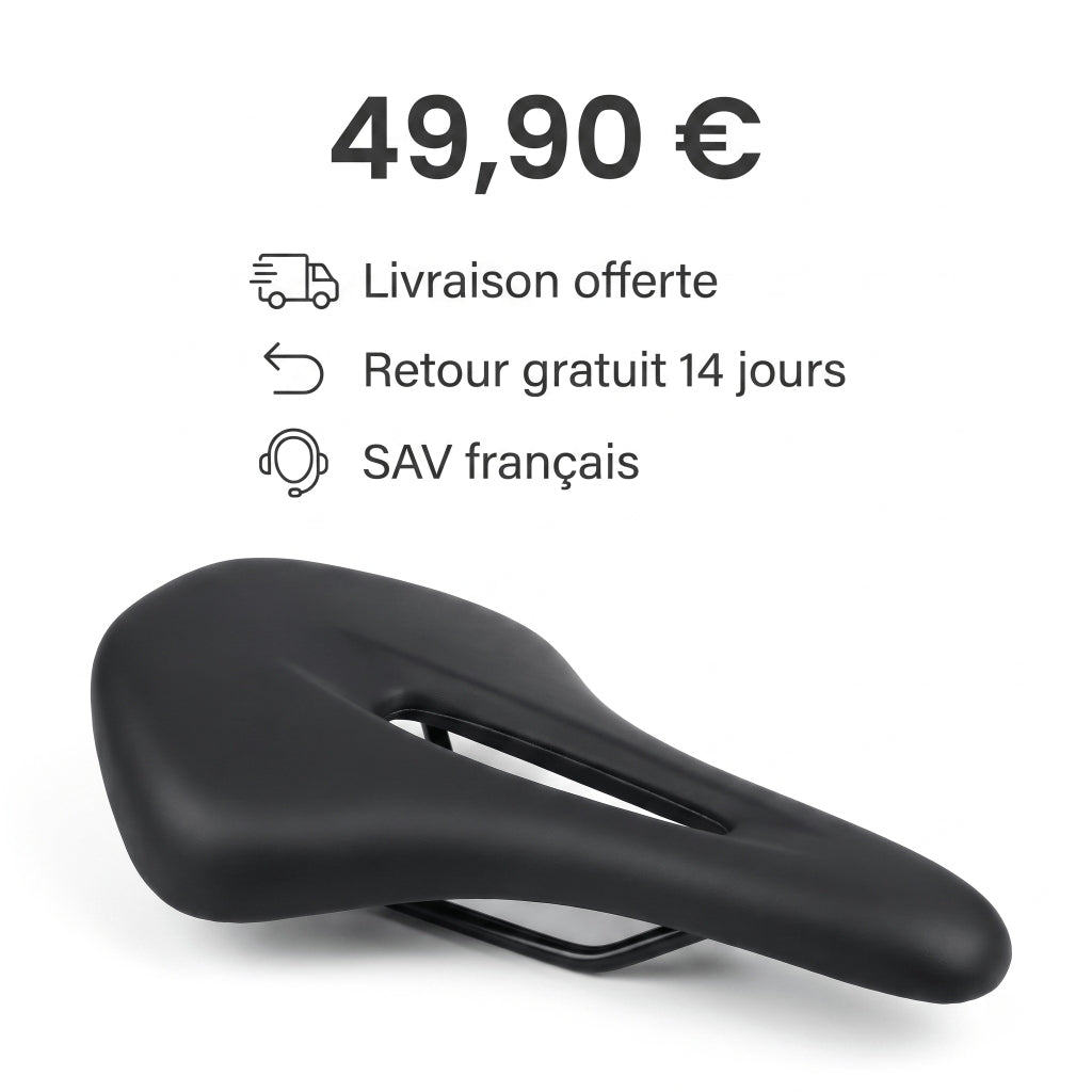 Selle de vélo en cuir PU 15,5 cm à canal central – route et VTT