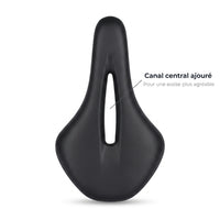 Selle de vélo en cuir PU 15,5 cm à canal central – route et VTT