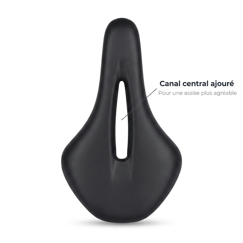 Selle de vélo en cuir PU 15,5 cm à canal central – route et VTT