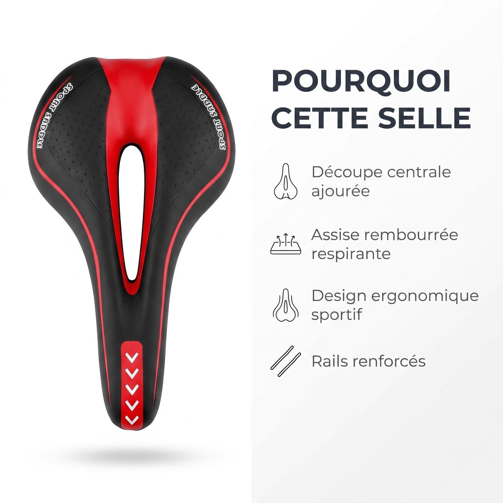 Selle de vélo confort 16 cm en gel à canal central – VTT, route et ville