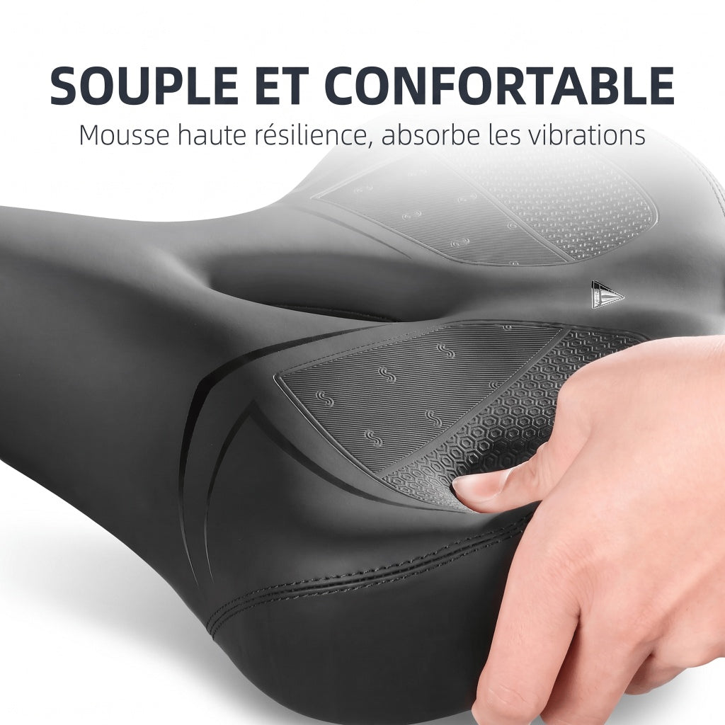 Selle de vélo confort ultra large 25,5 cm avec suspension – VTT, ville et vélo électrique
