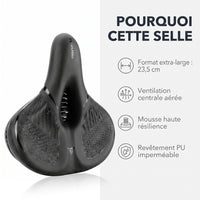 Selle de vélo confort ultra large 25,5 cm avec suspension – VTT, ville et vélo électrique