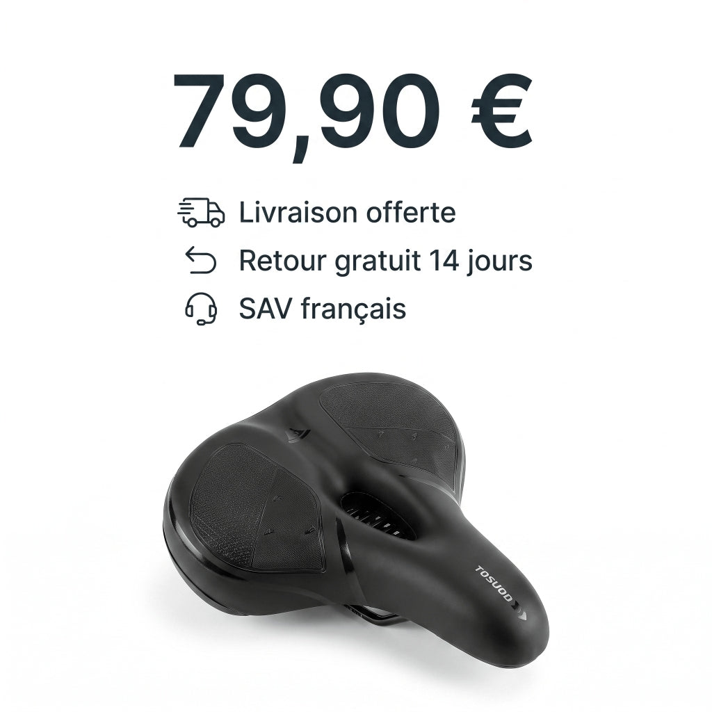 Selle de vélo confort ultra large 25,5 cm avec suspension – VTT, ville et vélo électrique