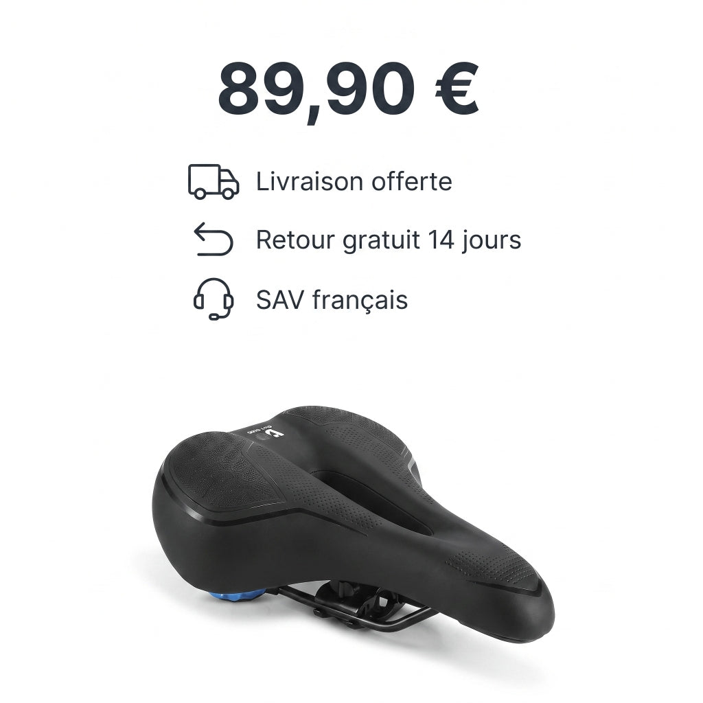 Selle de vélo confort large et épaisse – VTT, ville et cyclotourisme
