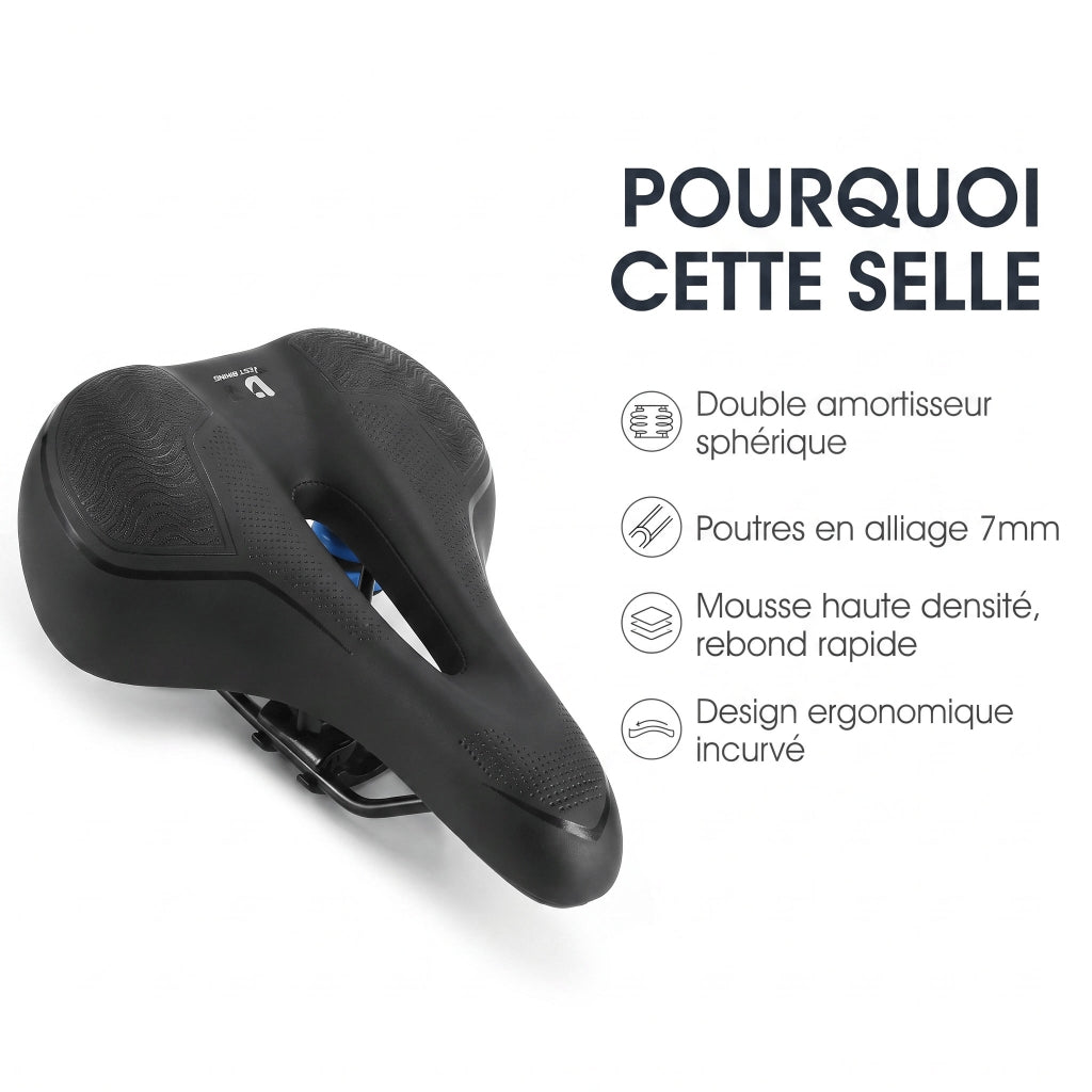 Selle de vélo confort large et épaisse – VTT, ville et cyclotourisme