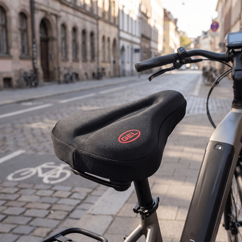 Housse de selle vélo électrique en silicone – large 26 cm, coussin épais