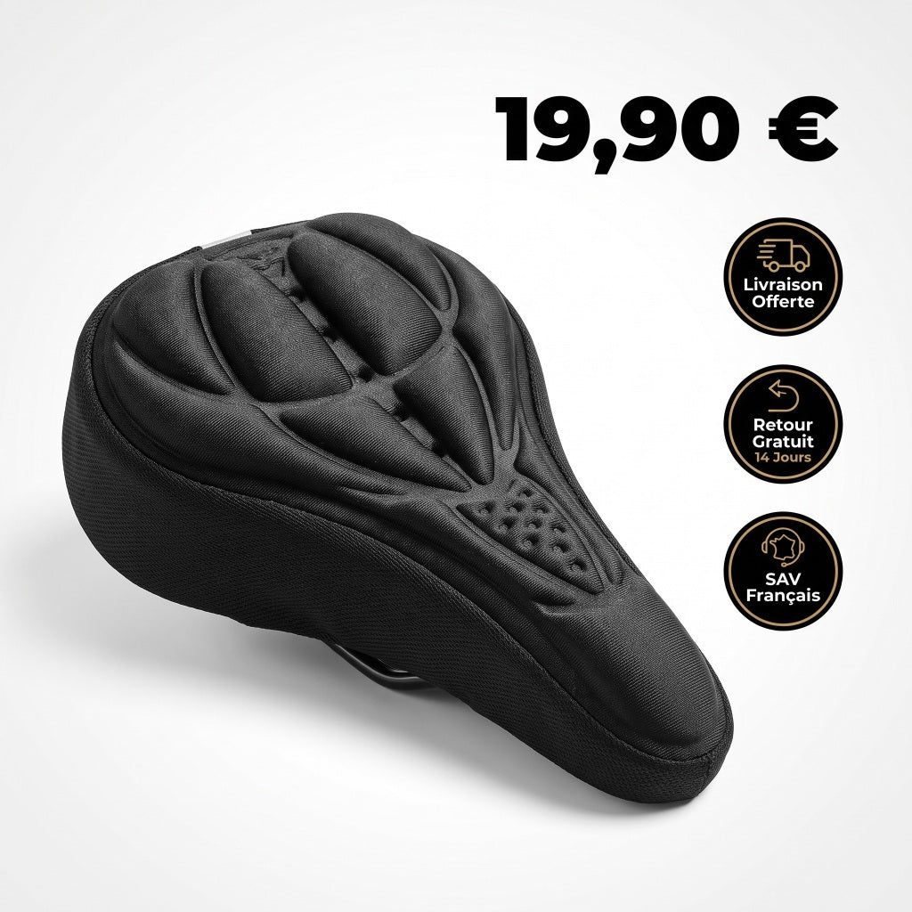 Housse de selle vélo en gel silicone 3D – coussin confort anti-douleur