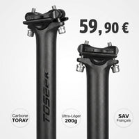 Tige de Selle Carbone Ultra-Légère (200g) - VTT & Route - Noir Mat