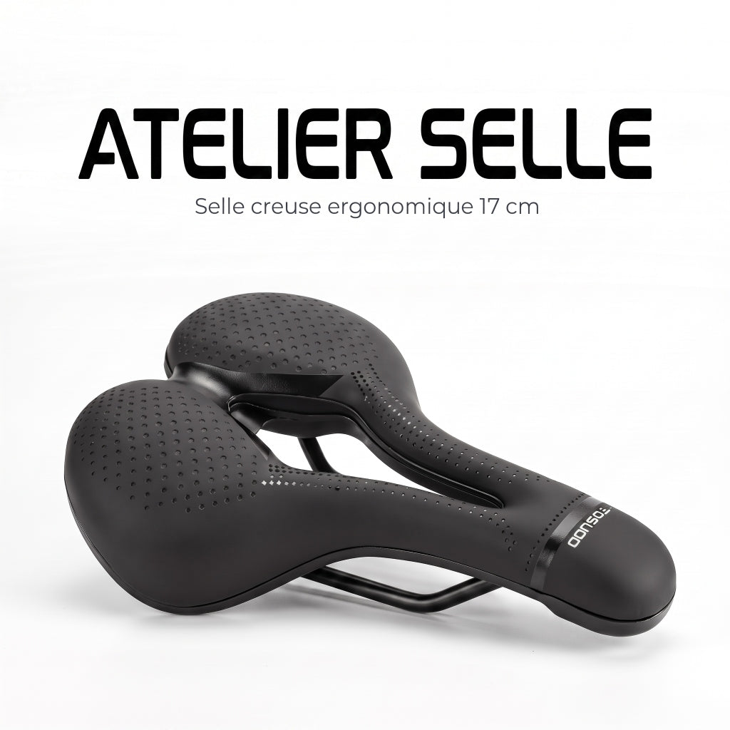 Selle de vélo confort large 17 cm à canal central – VTT et vélo de ville