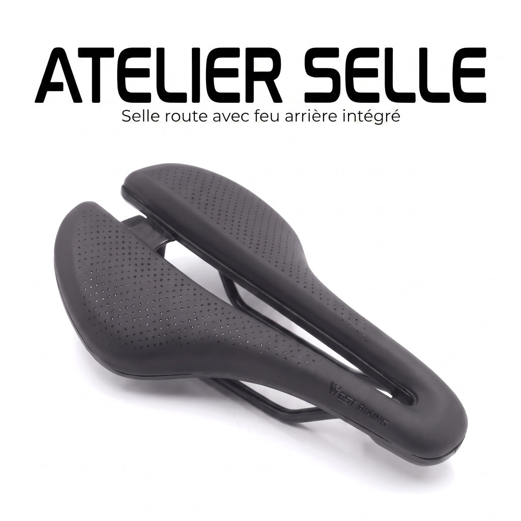Selle de vélo route 14 cm avec feu arrière – triathlon, VTT et vélo de course