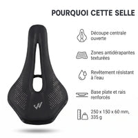 Selle de vélo légère 15 cm nez court à canal central – route et VTT