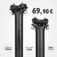 Tige de Selle Carbone Ultra-Légère (200g) - VTT & Route - Noir Mat