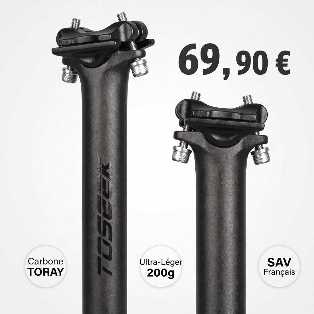 Tige de Selle Carbone Ultra-Légère (200g) - VTT & Route - Noir Mat