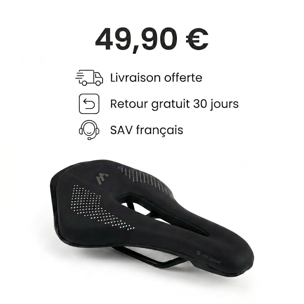 Selle de vélo légère 15 cm nez court à canal central – route et VTT