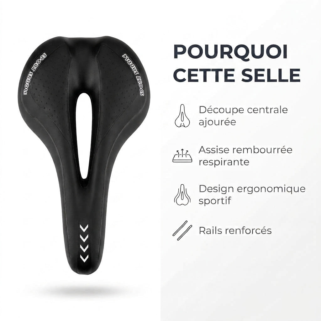 Selle de vélo confort 16 cm en gel à canal central – VTT, route et ville