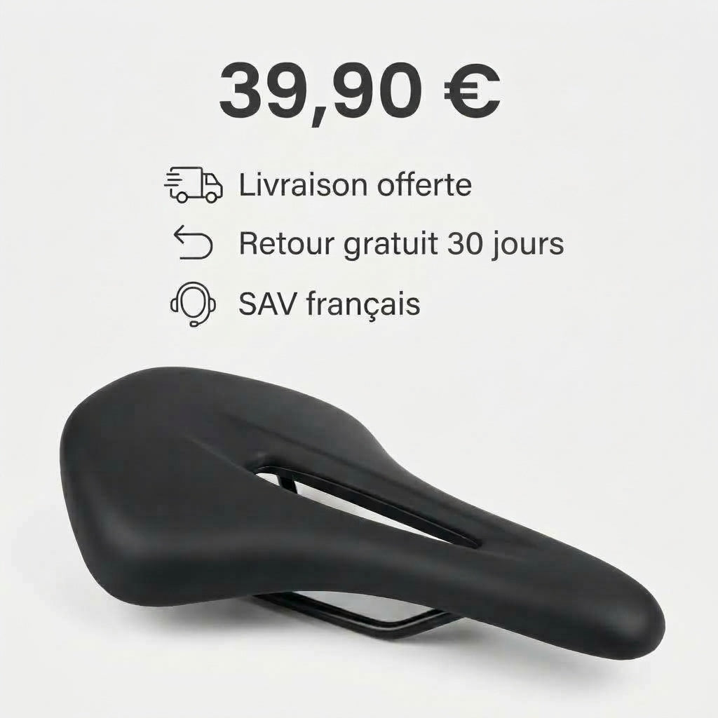 Selle de vélo en cuir PU 15,5 cm à canal central – route et VTT