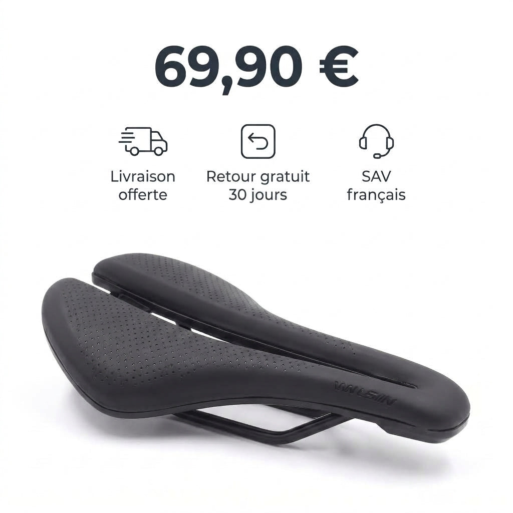 Selle de vélo route 14 cm avec feu arrière – triathlon, VTT et vélo de course